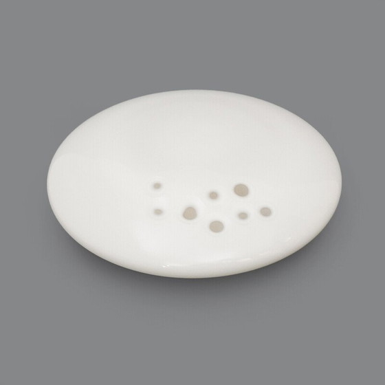 Image 1 of Plafonnier vintage en verre de Murano blanc et métal, Italie 1970