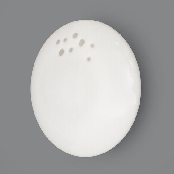 Image 1 of Plafonnier vintage en verre de Murano blanc et métal, Italie 1970