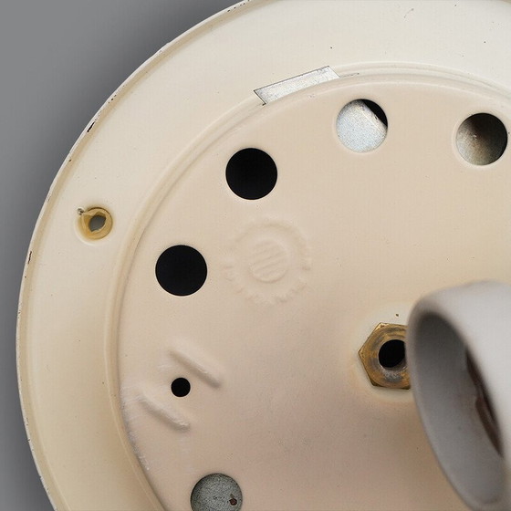 Image 1 of Plafonnier vintage en verre de Murano blanc et métal, Italie 1970