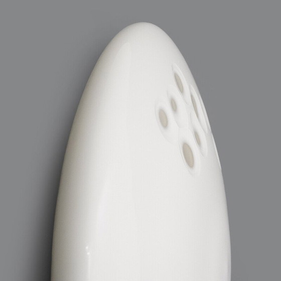 Image 1 of Plafonnier vintage en verre de Murano blanc et métal, Italie 1970