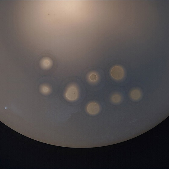 Image 1 of Plafonnier vintage en verre de Murano blanc et métal, Italie 1970