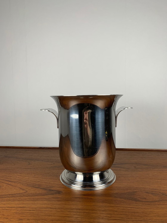 Image 1 of Seau à champagne vintage en acier inoxydable, 1970