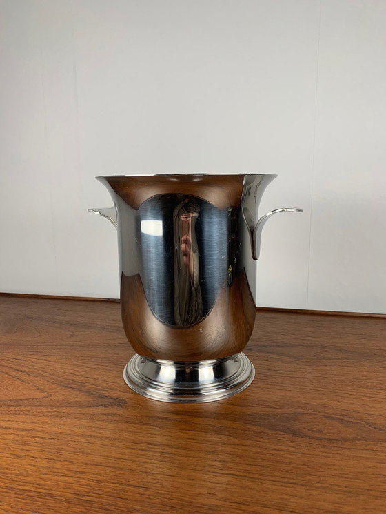 Image 1 of Seau à champagne vintage en acier inoxydable, 1970