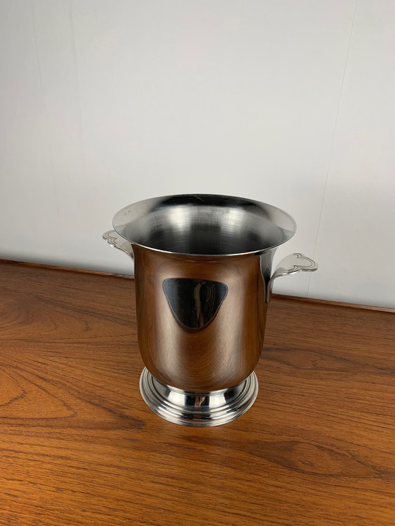 Image 1 of Seau à champagne vintage en acier inoxydable, 1970