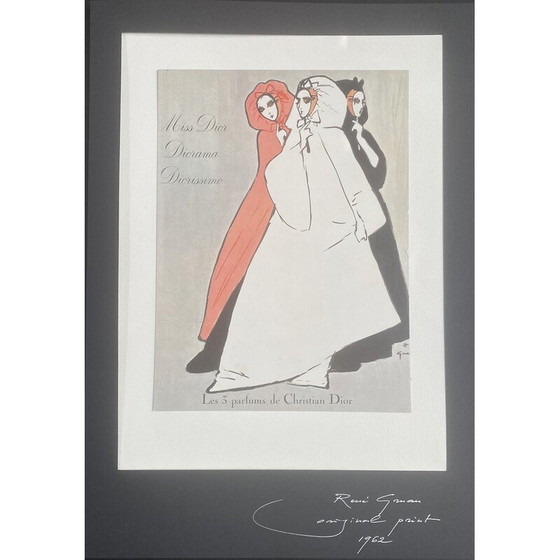 Image 1 of Illustration publicitaire vintage de René Grau pour Christian Dior, 1962