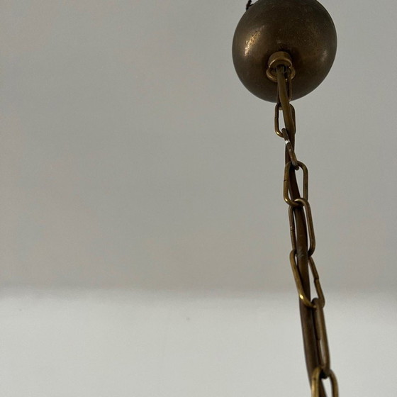Image 1 of Lampe suspendue vintage en laiton et verre, Suède 1960s