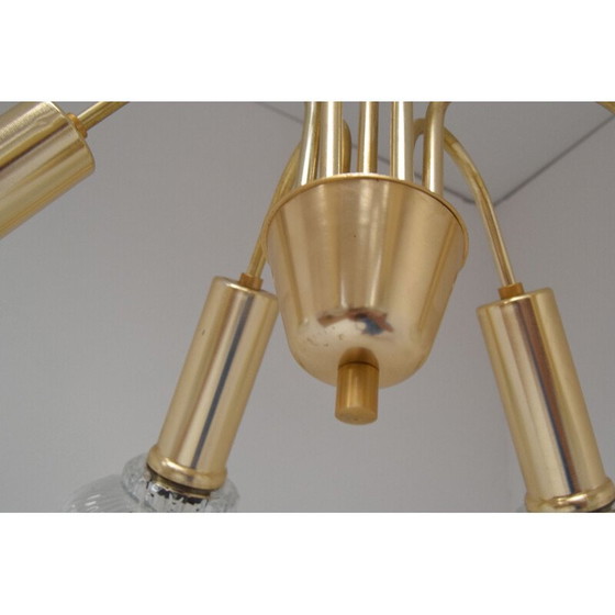 Image 1 of Lustre vintage en métal et verre, Tchécoslovaquie 1970