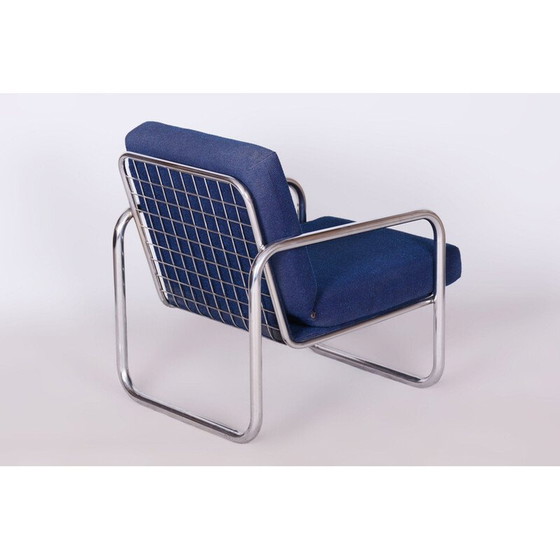 Image 1 of Fauteuil Bauhaus vintage en acier chromé, Tchécoslovaquie 1950