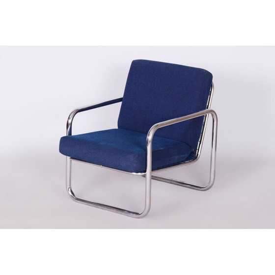 Image 1 of Fauteuil Bauhaus vintage en acier chromé, Tchécoslovaquie 1950