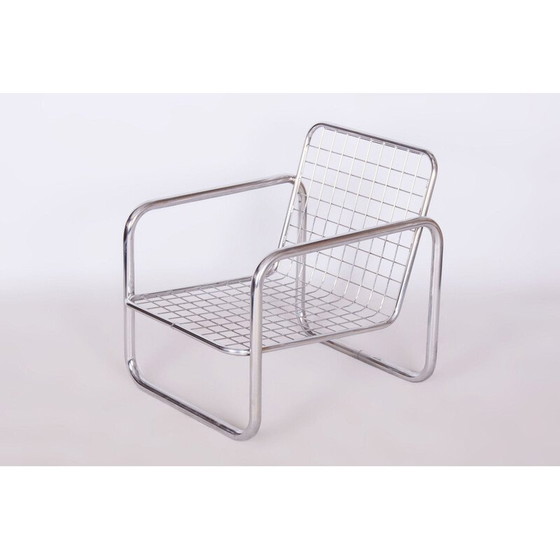 Image 1 of Fauteuil Bauhaus vintage en acier chromé, Tchécoslovaquie 1950