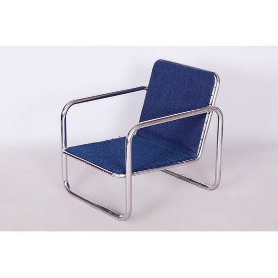 Image 1 of Fauteuil Bauhaus vintage en acier chromé, Tchécoslovaquie 1950