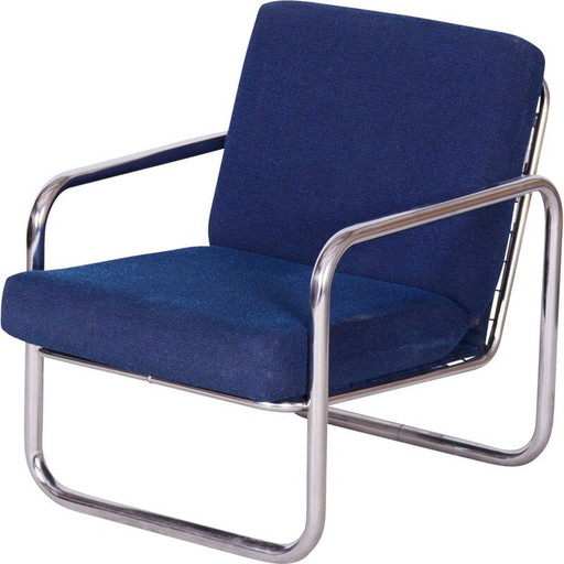 Fauteuil Bauhaus vintage en acier chromé, Tchécoslovaquie 1950