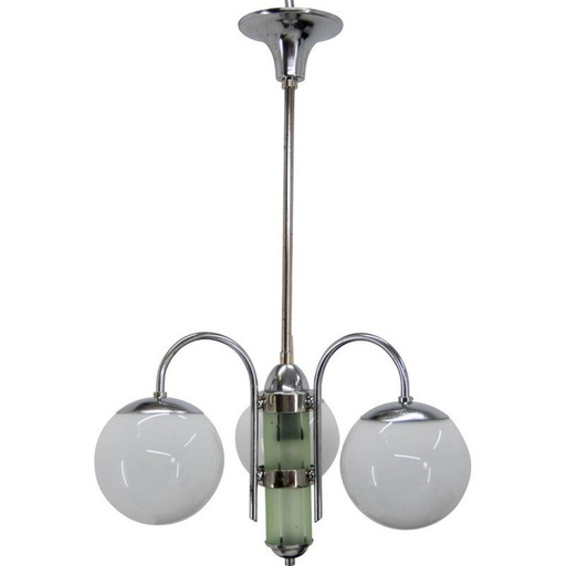 Lustre vintage art déco nickelé, 1930