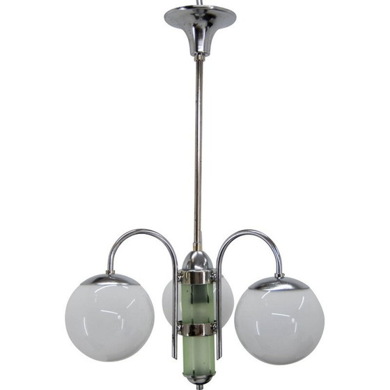 Image 1 of Lustre vintage art déco nickelé, 1930