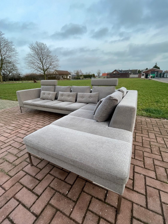 Image 1 of Canapé d'angle en tissu gris Montel