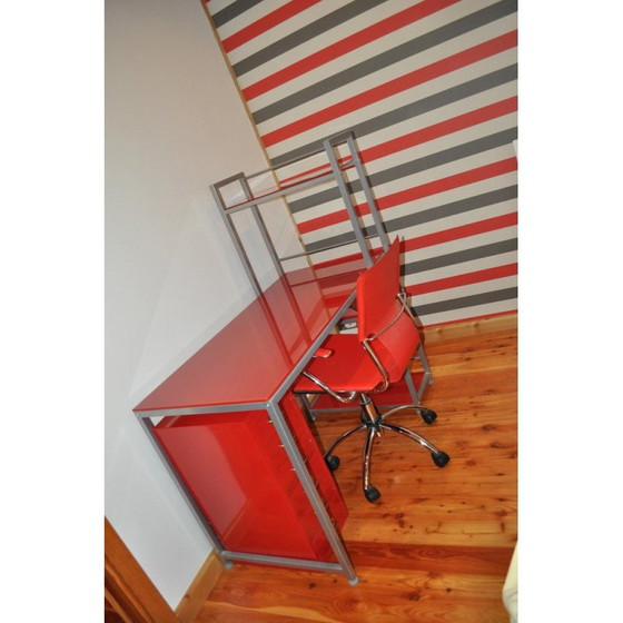 Image 1 of Bureau vintage Bauhaus avec chaise et armoire métallique