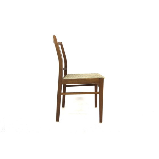Image 1 of Ensemble de 4 chaises vintage en hêtre et tissu, Suède 1960