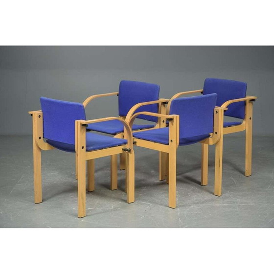 Image 1 of Ensemble de 4 chaises de salle à manger empilables en hêtre par Friis et Moltke années 1980