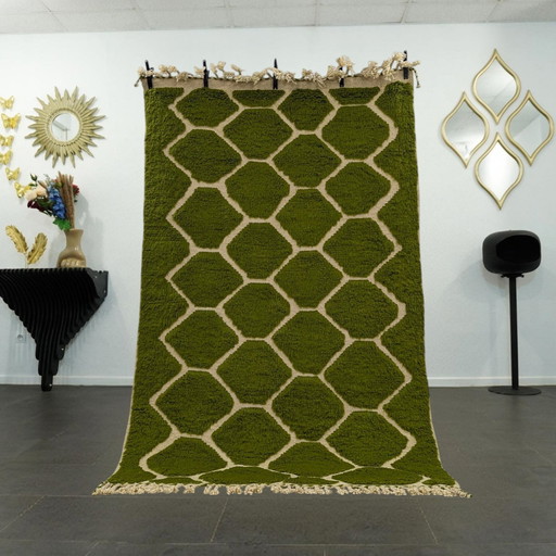 Tapis berbère - 253 cm x 157 cm - Laine verte