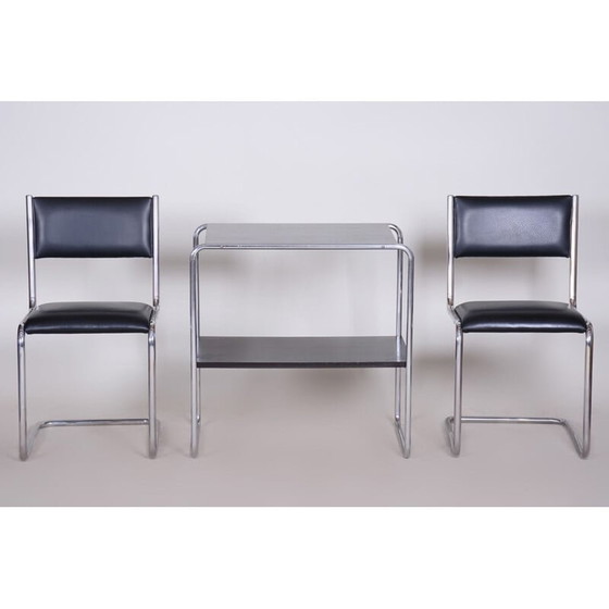 Image 1 of Table d'appoint Bauhaus noire vintage, années 1930