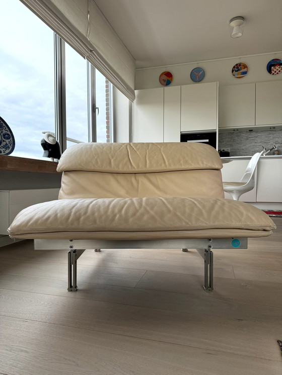 Image 1 of Chaise longue à vagues en cuir beige vanille par Giovanni Offredi pour Saporiti Italie, 1970S