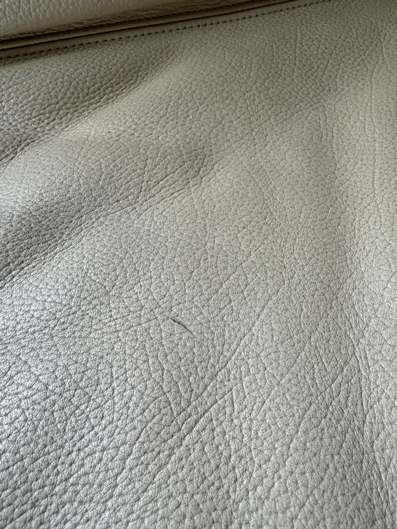 Image 1 of Chaise longue à vagues en cuir beige vanille par Giovanni Offredi pour Saporiti Italie, 1970S