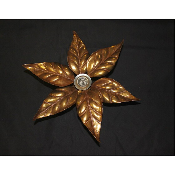 Image 1 of Applique florale vintage en laiton doré par Willy Daro pour Massive, 1970
