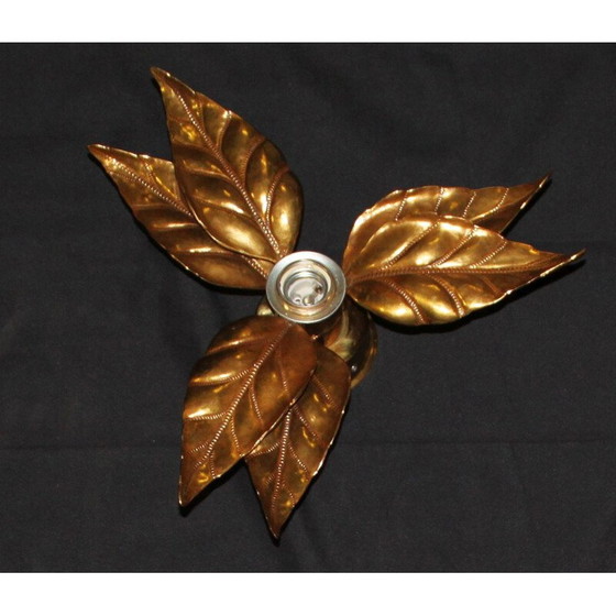 Image 1 of Applique florale vintage en laiton doré par Willy Daro pour Massive, 1970