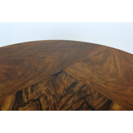 Table ronde vintage Bauhaus en noyer et chrome par Robert Slezak, années 1930