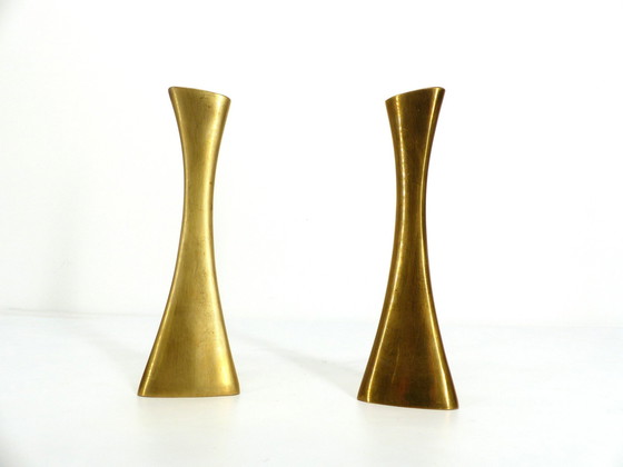 Image 1 of Paire De Bougeoirs Vintages En Laiton Ytterberg Pour Bca Eskilstuna, Suède 1960