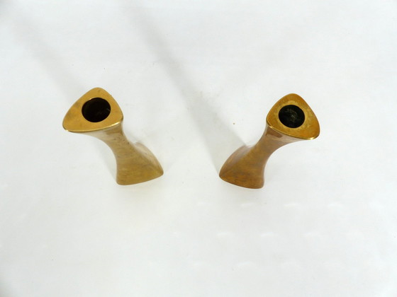 Image 1 of Paire De Bougeoirs Vintages En Laiton Ytterberg Pour Bca Eskilstuna, Suède 1960