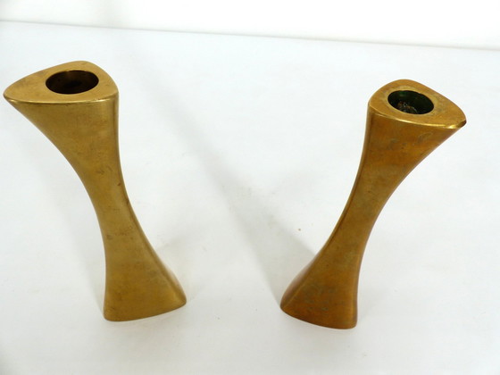Image 1 of Paire De Bougeoirs Vintages En Laiton Ytterberg Pour Bca Eskilstuna, Suède 1960