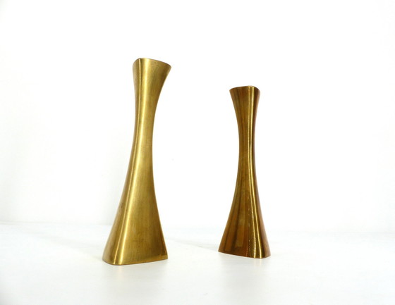 Image 1 of Paire De Bougeoirs Vintages En Laiton Ytterberg Pour Bca Eskilstuna, Suède 1960