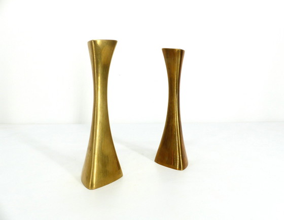 Image 1 of Paire De Bougeoirs Vintages En Laiton Ytterberg Pour Bca Eskilstuna, Suède 1960