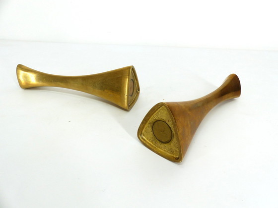 Image 1 of Paire De Bougeoirs Vintages En Laiton Ytterberg Pour Bca Eskilstuna, Suède 1960