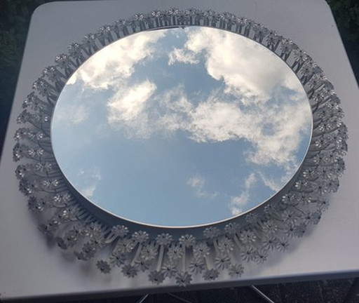 Miroir lumineux vintage avec cadre fleuri attribué à Stejnar, 1960S