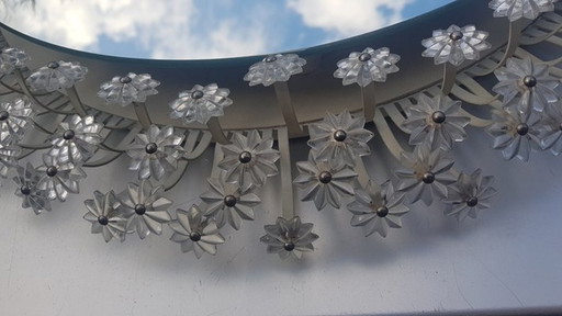 Miroir lumineux vintage avec cadre fleuri attribué à Stejnar, 1960S