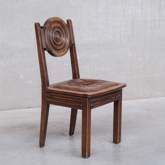 Image 1 of Ensemble de 6 chaises vintage en bois de chêne, France 1940s