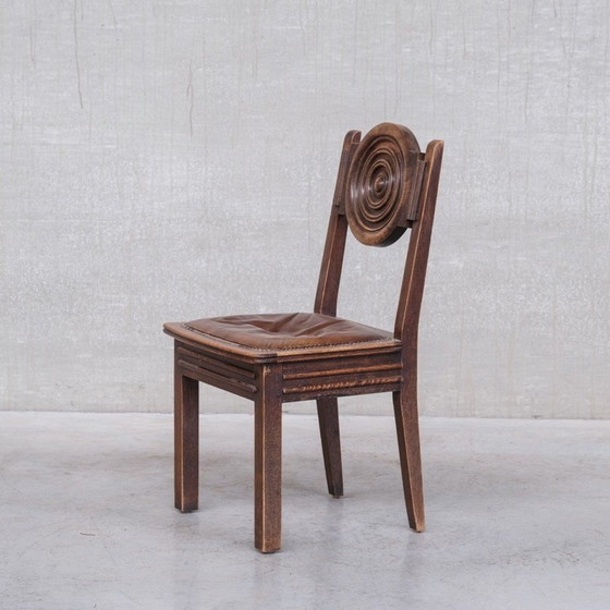Image 1 of Ensemble de 6 chaises vintage en bois de chêne, France 1940s