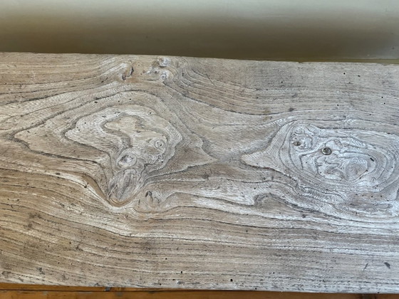 Image 1 of Banc d'église Long Pew Français Antique 209 Cm. Châtaignier