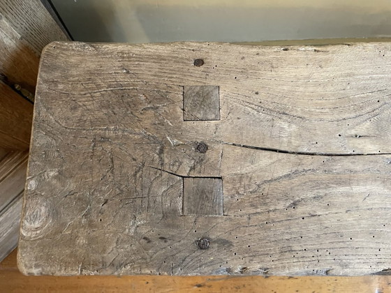 Image 1 of Banc d'église Long Pew Français Antique 209 Cm. Châtaignier