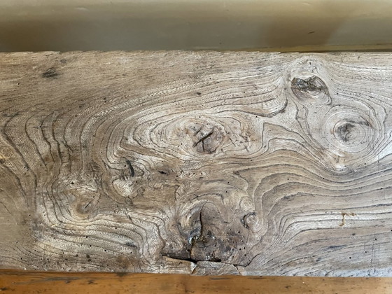 Image 1 of Banc d'église Long Pew Français Antique 209 Cm. Châtaignier