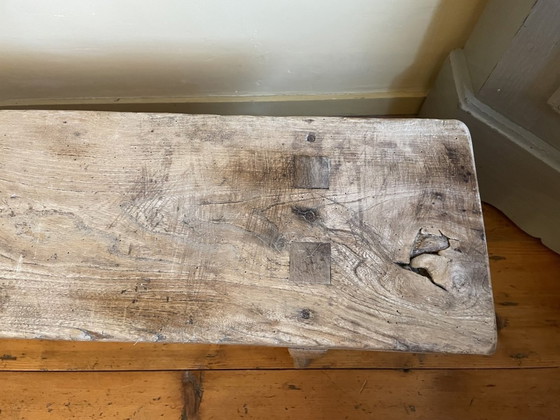 Image 1 of Banc d'église Long Pew Français Antique 209 Cm. Châtaignier