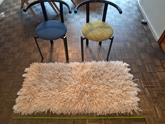 Image 1 of 1 X Tapis en laine à poils longs, crème