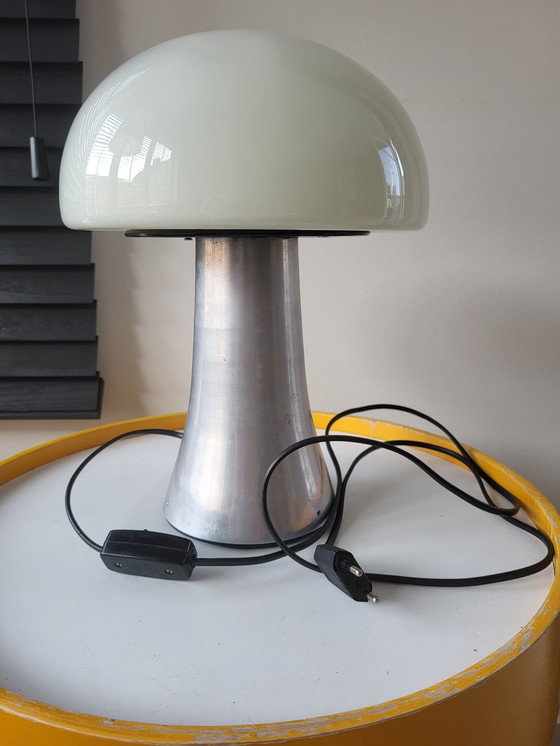 Image 1 of Lampe champignon Xl, lampe de table lourde en acier inoxydable, années 1980