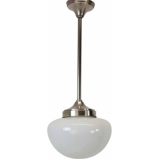 Lampe suspendue vintage Art déco en laiton et verre, Tchécoslovaquie années 1930