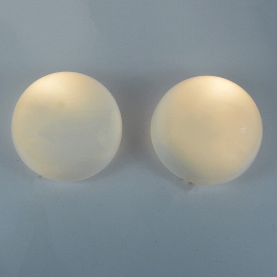 Image 1 of Paire de plafonniers vintage en verre laiteux pour Polam, Pologne 1970