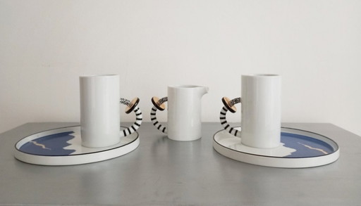 Set de petit déjeuner postmoderne or et noir de Cattany Design, 1980S