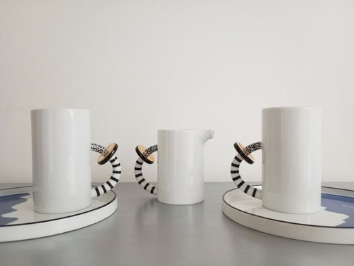 Set de petit déjeuner postmoderne or et noir de Cattany Design, 1980S