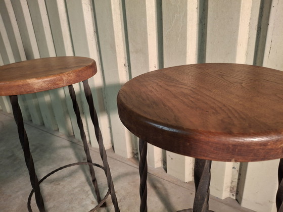 Image 1 of 2× Tabouret de bar Brutalist Tabouret en fer forgé industriel